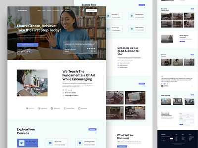 HubLearner E Learning Landing Page blue clean course e learning eductaional landing page product design ui ux uxui