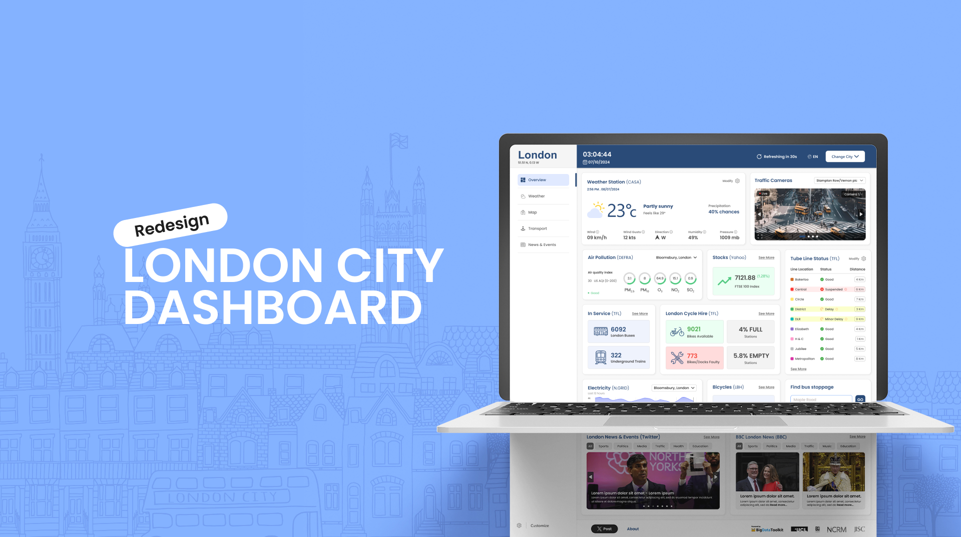 London City Dashboard - Redesign case study city dashboard dashboard design dashboard for london city desktop view london city dashboard presentation responsive design ui ui design uiux uiux design ux ux design