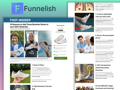 Foot Insider Advertorial Page On Funnelish & CheckoutChamp 10 reasons advertorial page 10 reasons listicel footinsider advertorial page lorax barefot shoes shoes advertorial page