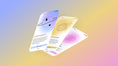 Welcome screens for mobile app dailyui graphic design illustration mesh gradient onboarding ui challenge