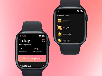Apple watch: period tracker app app apple watch femtech interface period period tracker watch woman