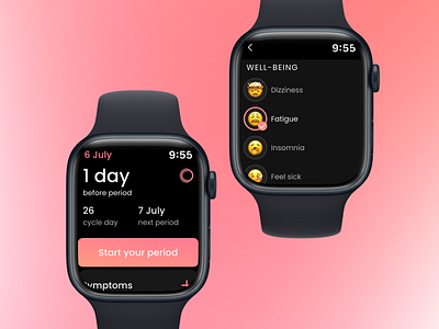 Apple watch: period tracker app app apple watch femtech interface period period tracker watch woman