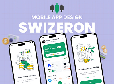 📊 Swizeron - Stock Trading Mobile App UI-UX Design 📈💼 app app design branding design graphic design illustration logo mobile app design mobile stocks app shares trading stock trading app stocks app swizeron trading app trading app design ui ux vector