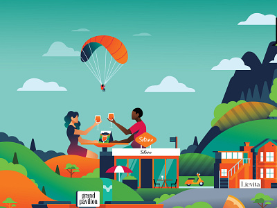 Raising a glass to the weekend adobe capetwon cheers drinks gradients illustration illustrator landscape mapillustration mountain muti orange sky vector