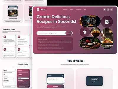 On-Demand AI Recipe Generator Landing Page Design ai recipe generator cooking food ingredients graphic design home page illustration landing page meal planner minimalist recipe ai recipe generator ui uiux ux web design website website design