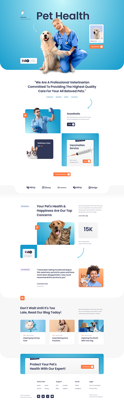 Veterinary Services Website UI Mockups 3d animation branding design graphic design illustration logo motion graphics ui vector