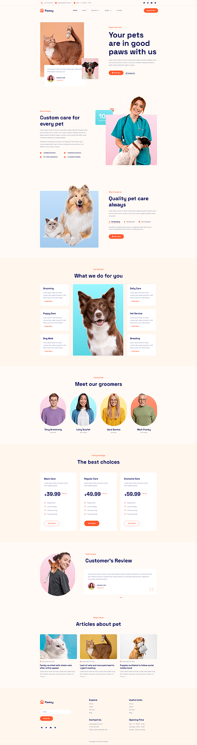 Veterinary Services Website UI Mockups 3d animation branding design graphic design illustration logo motion graphics ui vector