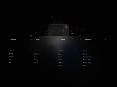 protocol3 / footer crypto darkmode design footer framer futuristic landing landingpage modern productdesign site tech template ui ui design web web3 webflow website