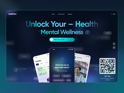 Mental Healthcare - Landing Concept app design health health app health care hero hero section landing medical medicine mental mental health mobile mobile app therapy ui uiux ux web wellness