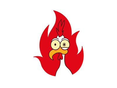 Chicken On Fire. Logo bbq branding cartoon chicken crispy fastfood fire flame food fun graphic design hen hot illustration logo mascot rooster spicy streetfood