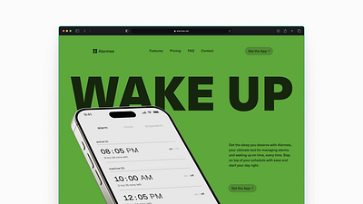 Alarmee - Hero Section alarm app figma graphic design hero section landing landing page minimal ui ux web web design website