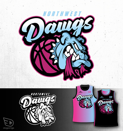 Team logos basketball chipdavid dog dogwings drawing hoops logo vector