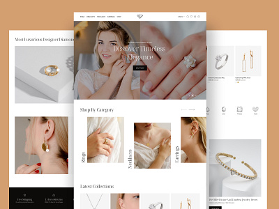 Jeweler E-commerce Landing Page accessories beauty bracelets diamonds earring ecommerc fashion gemstons gold jewellery jewelry jewels landing page luxury mobileoptimized necklaces pearls silver style web design