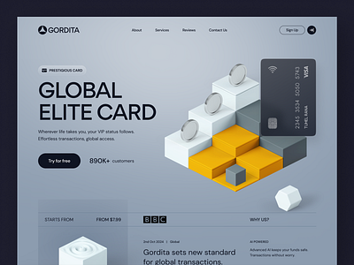 Gordita - Website Design 3d banking card design finance landing page payment product ui uidesign uiux user interface design visa website website design