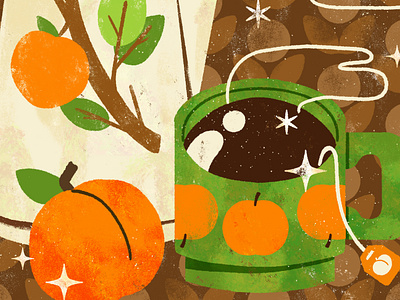 Peachtober Day 9: Apricot 🍑 apricot cute design digital digital illustration fall food food illustration illustration peachtober24 peachtoberapricot retro robin sheldon tea vintage