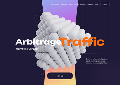 Hero Screen for a Traffic Arbitrage Courses Website arbitrage branding concept course design gambling hero screen ui user user interface ux uxui web website