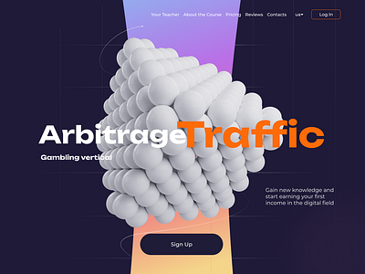 Hero Screen for a Traffic Arbitrage Courses Website arbitrage branding concept course design gambling hero screen ui user user interface ux uxui web website