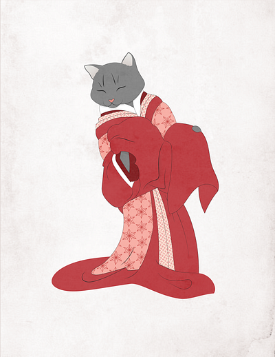 Kimono cat cat illustration japanese kimono patterns print texture