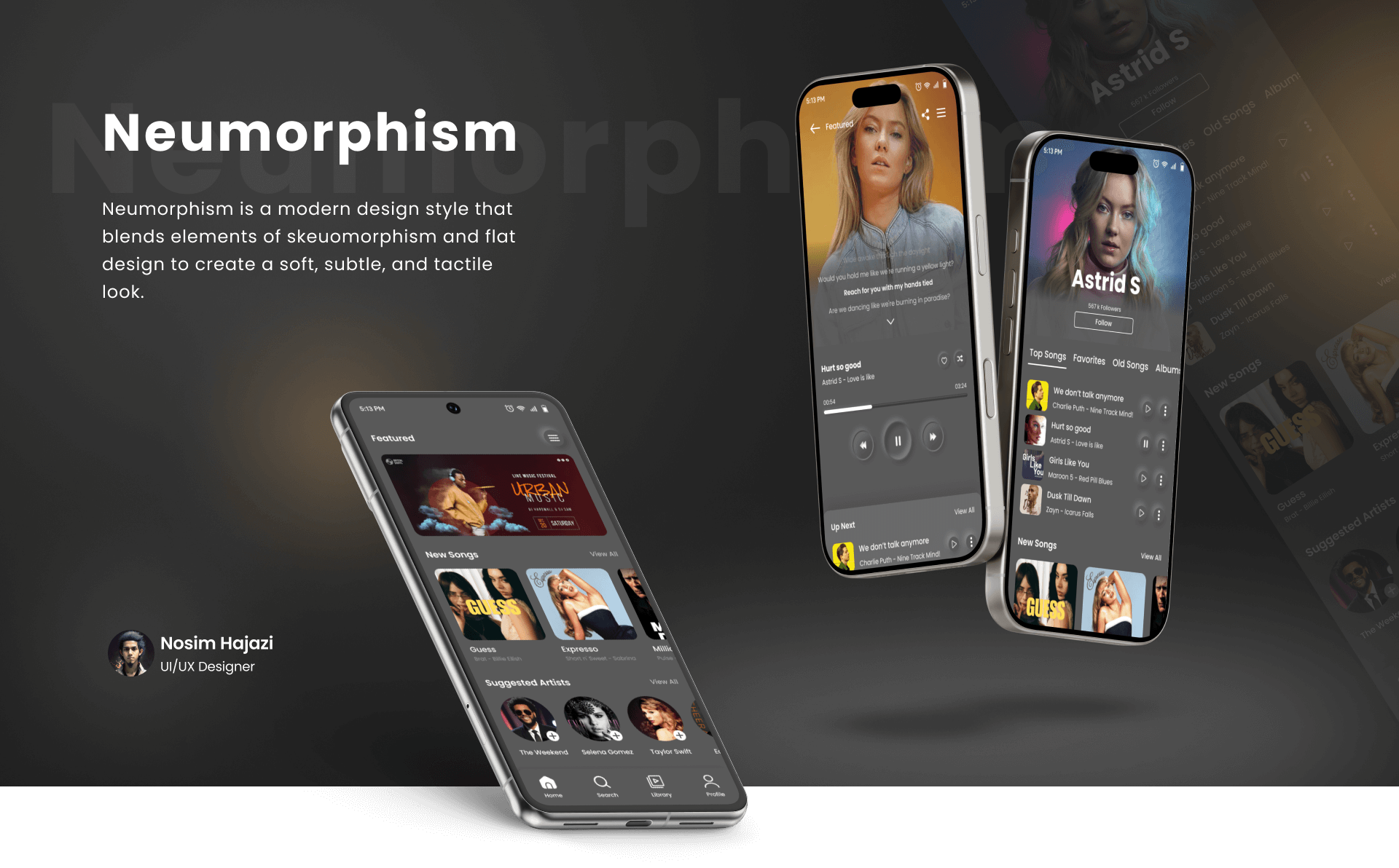 Music App - Neumorphism Style music app neumorphism presentation show case ui ui design uiux ux design