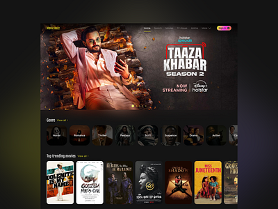 Movie Buzz - Online Movie/TV shows streaming platform branding graphic design ui