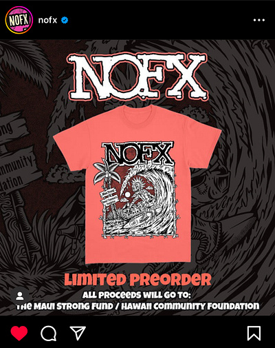 NOFX DESIGN T-SHIRT FOR MAUI HAWAII 2023 appareldesign badge branding california design foundation freelance graphic design hawaii homemademerch illustration logo losangles maui nofx punk somemerch ui vector vintage