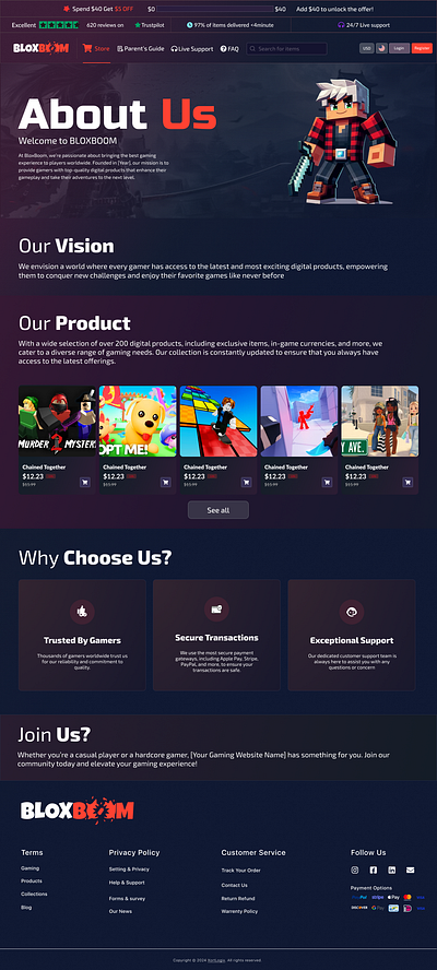 Gaming Website branding designing ui ux