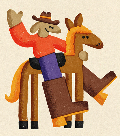 🤠🤠🤠 art character cooltimes cowboy dog doodle fun horse illustration