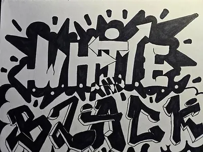 White and Black graffiti drawing typography