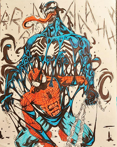 Spiderman and Venom Drawing