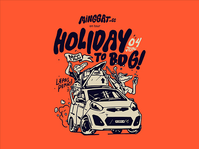 Minggat Cycling Crew - Holiday Poster awayday cars design drawing graphic design holiday illustration logodesign painting