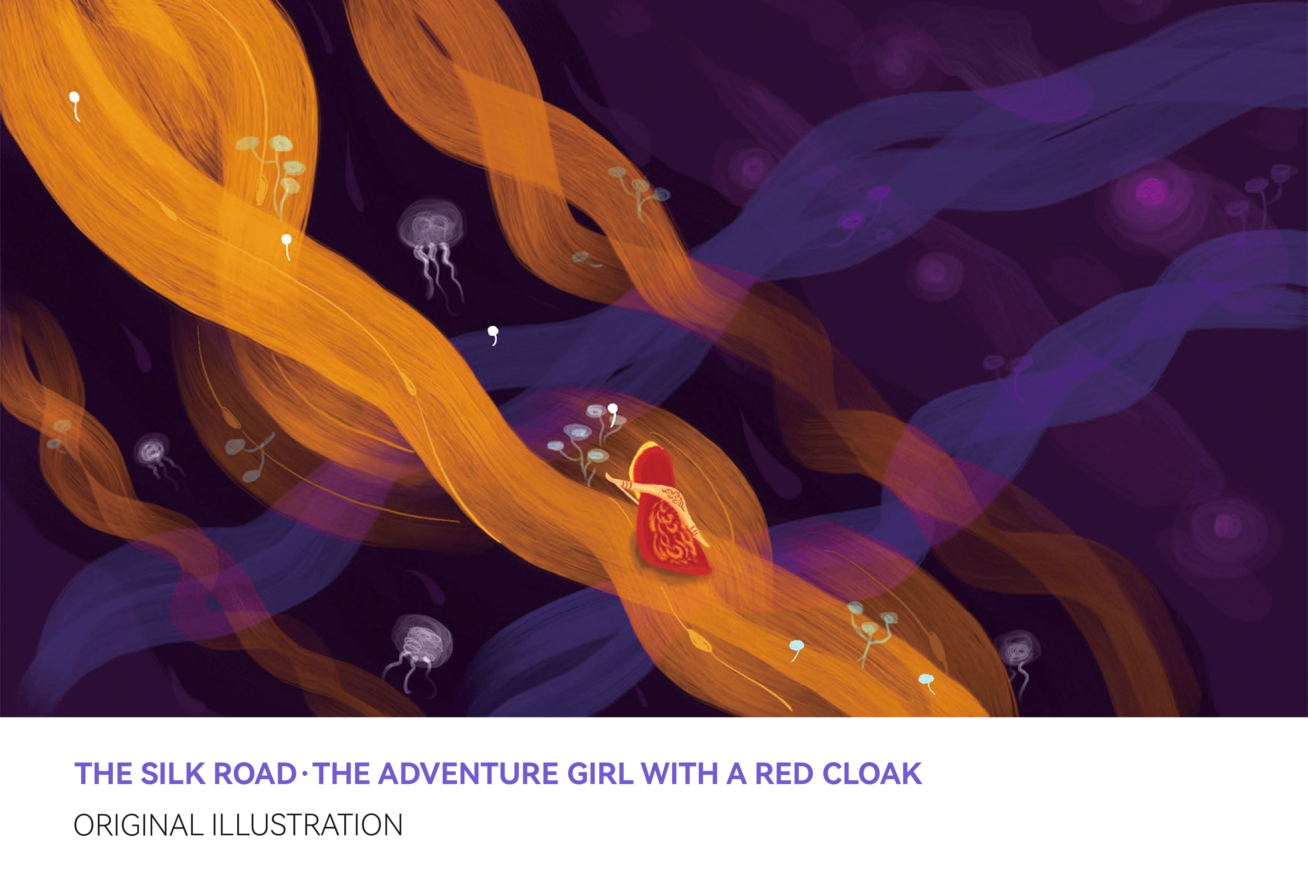 The Adventure Girl with a red cloak design graphic design illustration