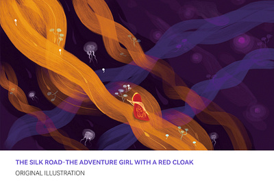 The Adventure Girl with a red cloak design graphic design illustration