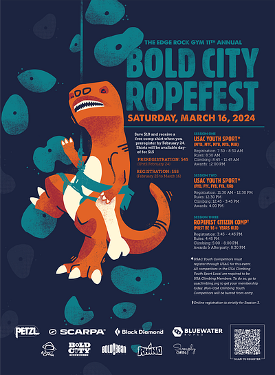 Bold City Ropefest design dinosaur illustration poster procreate