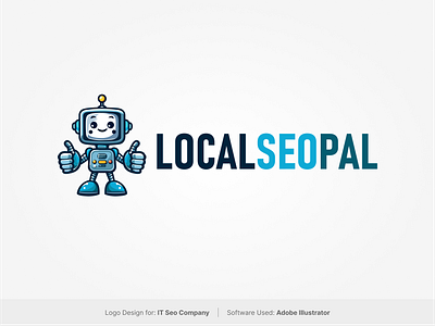 Local Seo Pal Logo Design 2d roboto logo branding logo character illustration identity illustration identity logo it logo little robot logo robot logo seo character logo seo logo