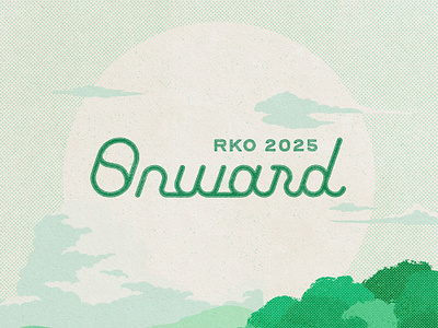 Onward - Custom Type 2025 alabama atomica birmingham branding custom events forest green illustration logo paper rko scouts script type vintage