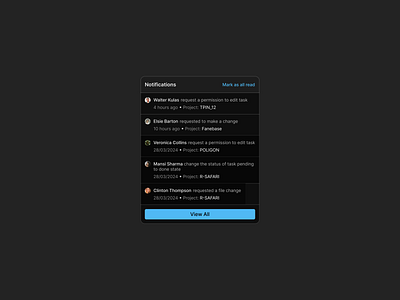 Task Management UI – Notifications & Activity Feed collaboration figma notifications productivity. ui uidesign webapp
