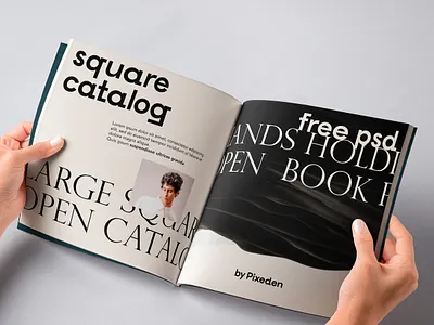 Free Hand Holding Square Catalog Psd Mockup catalog design catalog mockup magazine design magazine mockup