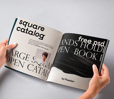 Free Hand Holding Square Catalog Psd Mockup catalog design catalog mockup magazine design magazine mockup