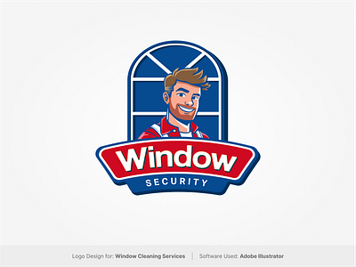 Window Security Logo Design 2d character logo character illustration cleaning logo graphic design logo design logo drawing security logo vector logo window cleaner window cleaning logo window logok