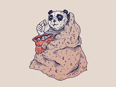 Inktober day 11: Snack art bear cartoon character character design chips design drawing illustration inktober panda snack