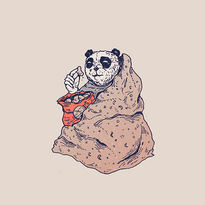 Inktober day 11: Snack art bear cartoon character character design chips design drawing illustration inktober panda snack