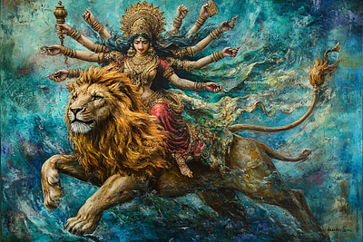 Goddess Durga 3d 3d visualization durga god goddess durga painting