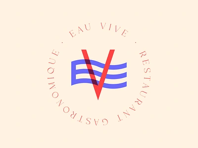 Eau Vive · Restaurant gastronomique branding eau fork gastronomy graphic design logo restaurant visual identity wave