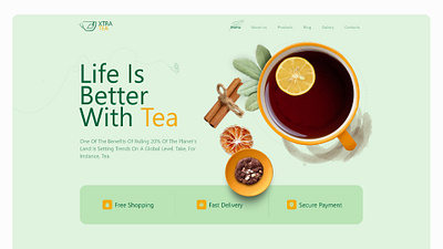 Life Is Better with Tea 3d cafe in the evening landing page design tea ui