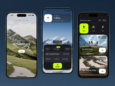 Outdoor App Concept app bike concept data recording design hike navigate outdoor running ui