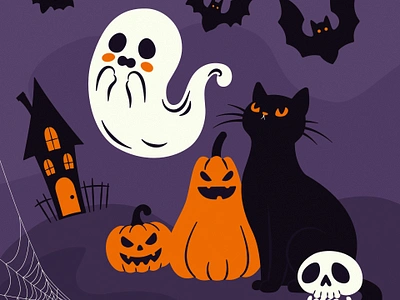 This is Halloween! autumn bat black cat creepy cute fear fun ghost gothic halloween hounted house october october 31st pumpkin scary skull spooky sweets trick or treat vector illustration