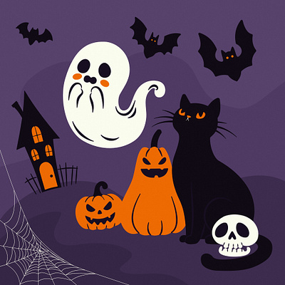 This is Halloween! autumn bat black cat creepy cute fear fun ghost gothic halloween hounted house october october 31st pumpkin scary skull spooky sweets trick or treat vector illustration