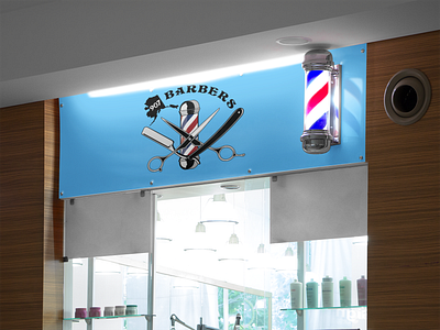 907 Barbers Logo alaska barber design logo pole razor scissor scissors sign