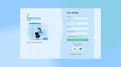 Signup / Login Screen Design design learning platfrom login logo signup ui design uiux user interface ux design web