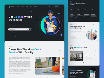 Cleaning Website Design clean cleaning cleaning service cleaning website creative design designer dribbble figma landing page minimal product product design ui ui ux user experience user interface ux web design website